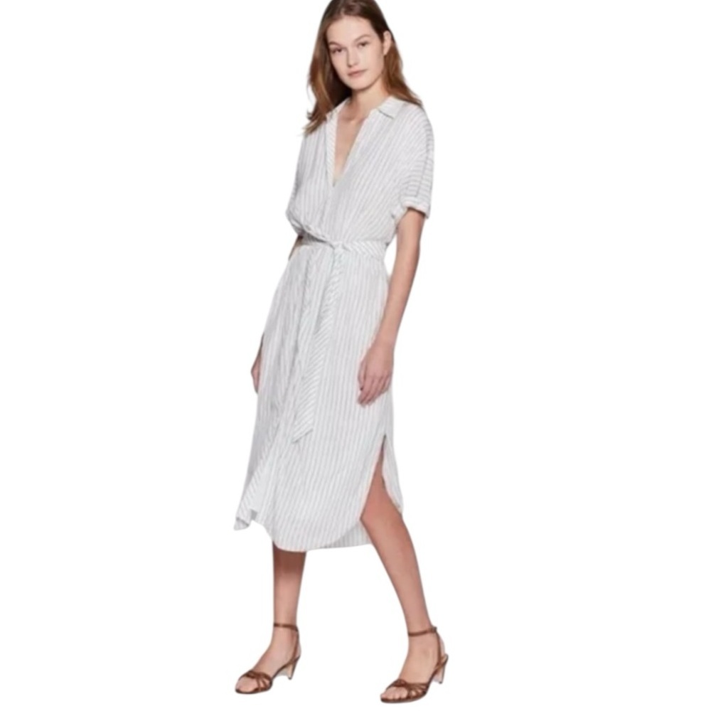 NWT Joie Chellie Pinstriped Midi Shirt Dress Small Classic Beauty - Picture 2 of 9